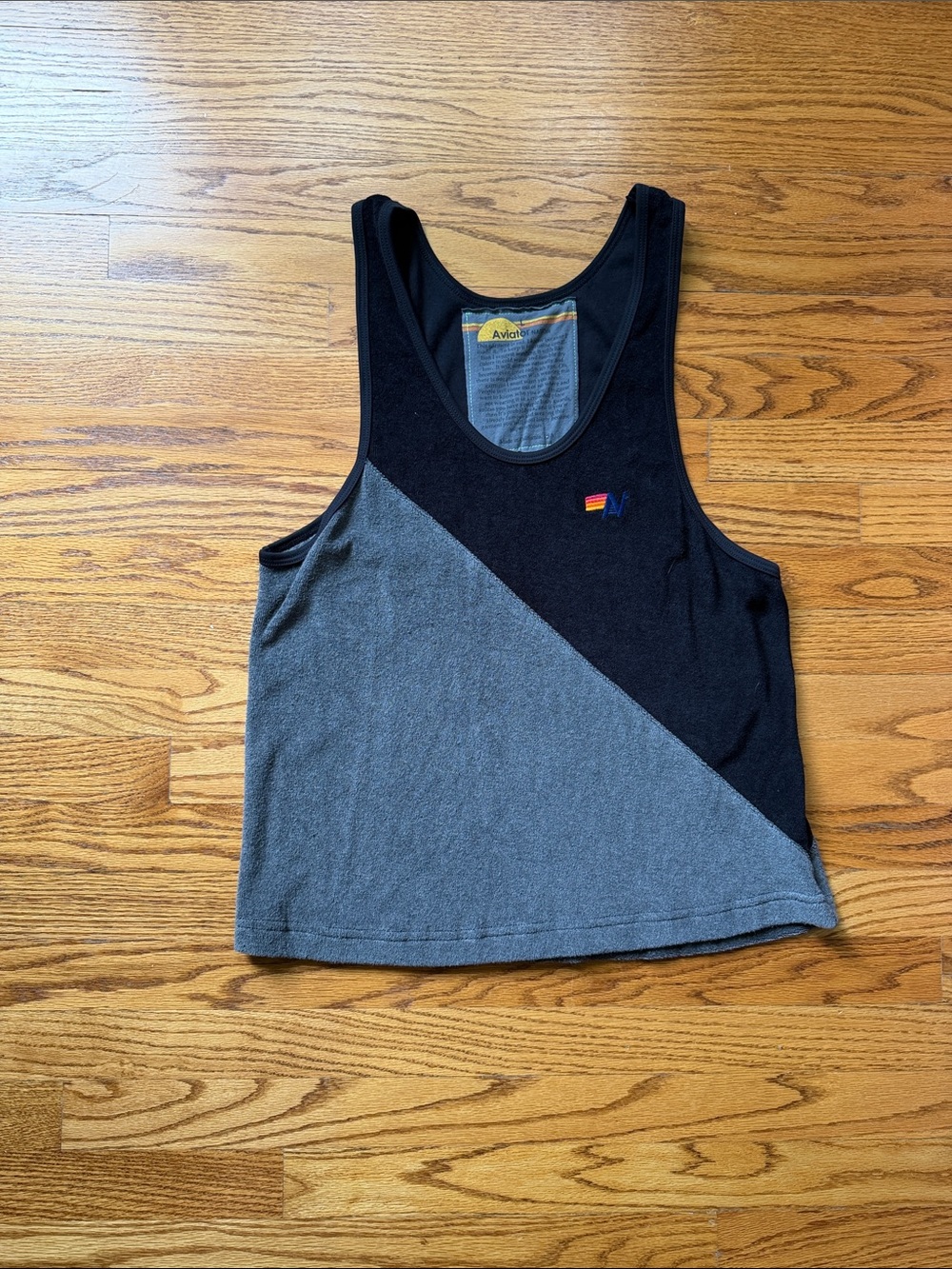 Aviator Nation Black & Gray Diagonal Tank